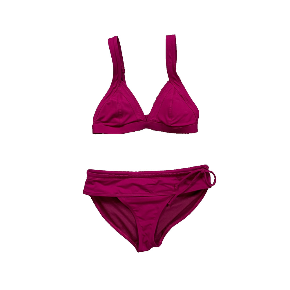 Athleta Bikini Set Womens 2XS/S Cerise Triangle Tie Waist Beach Top Bottom *READ